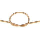 Beige bungee cord with a knot on a white background