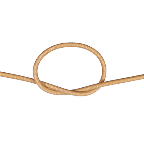 Beige bungee cord with a knot on a white background