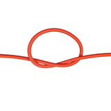Orange bungee cord with a knot on a white background