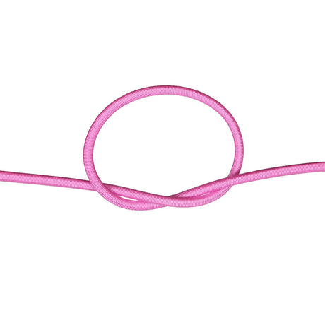 Pink bungee cord in a knot on a white background
