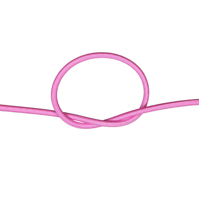 Pink bungee cord in a knot on a white background