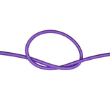 Purple bungee cord with a knot on a white background