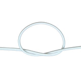 White bungee cord with a knot on a white background