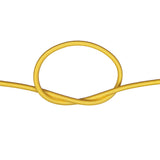 Yellow bungee cord with a knot on a white background