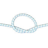 White with blue fleck bungee cord with a knot on a white background