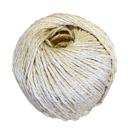 A ball of natural sisal twine, shown against a plain white background.
