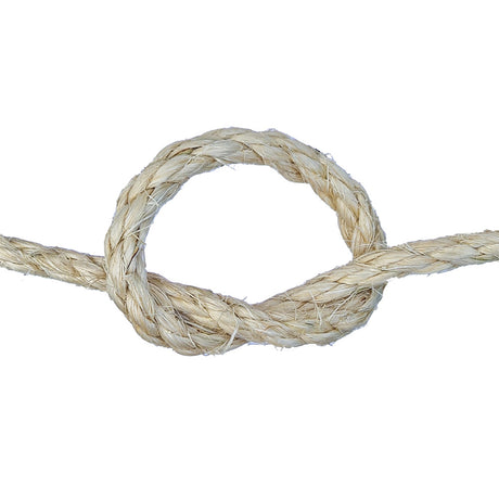 Sisal rope with a knot on  a white background