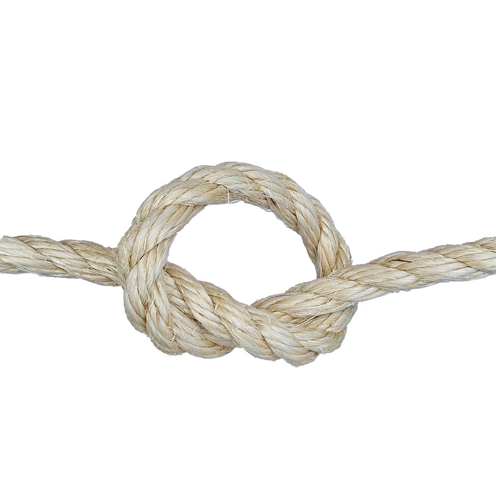 Sisal rope with a knot  on a white background