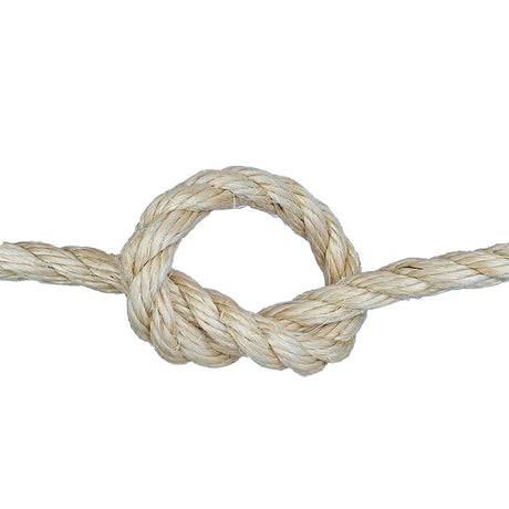 Sisal rope with a knot  on a white background
