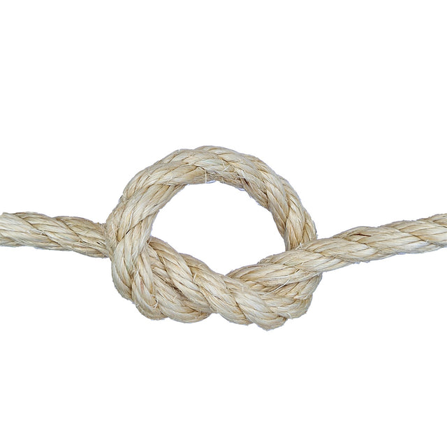 Sisal rope with a knot  on a white background