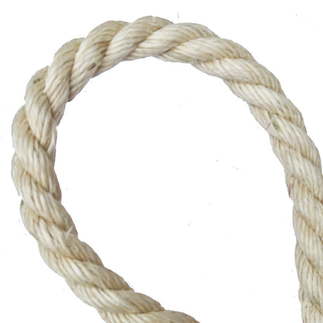 Sisal rope in a loop on a white background