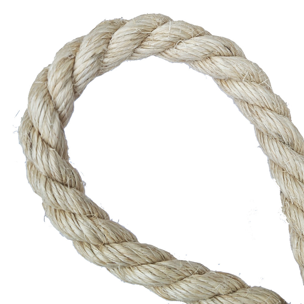Sisal rope in a loop on a white background