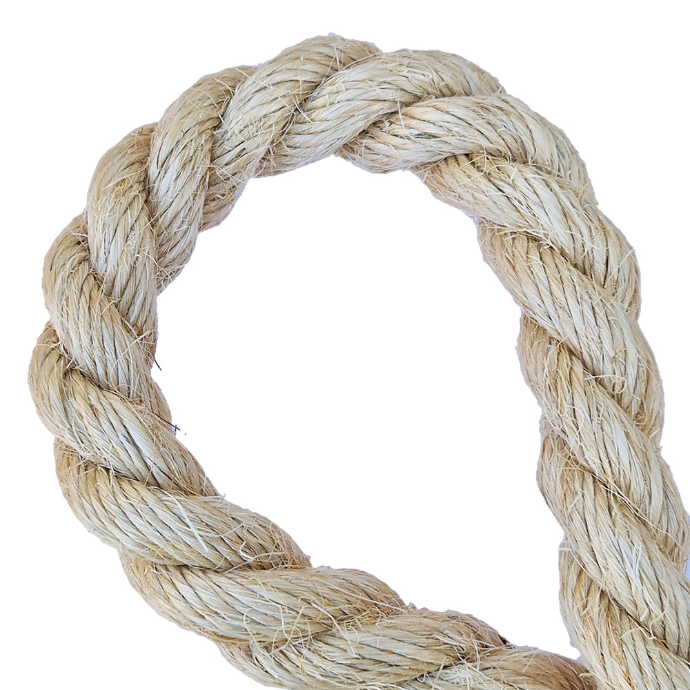 Sisal rope in a loop on a white background