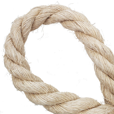 Sisal rope in a loop on a white background