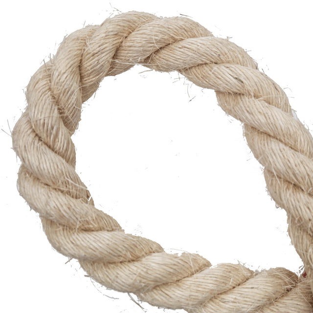 Sisal rope in a loop on a white background