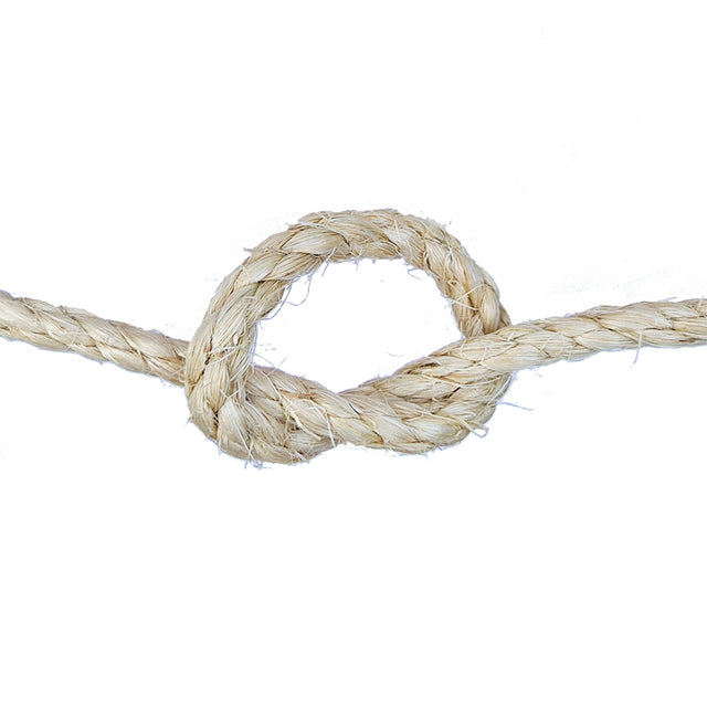 Sisal rope with a knot on a white background