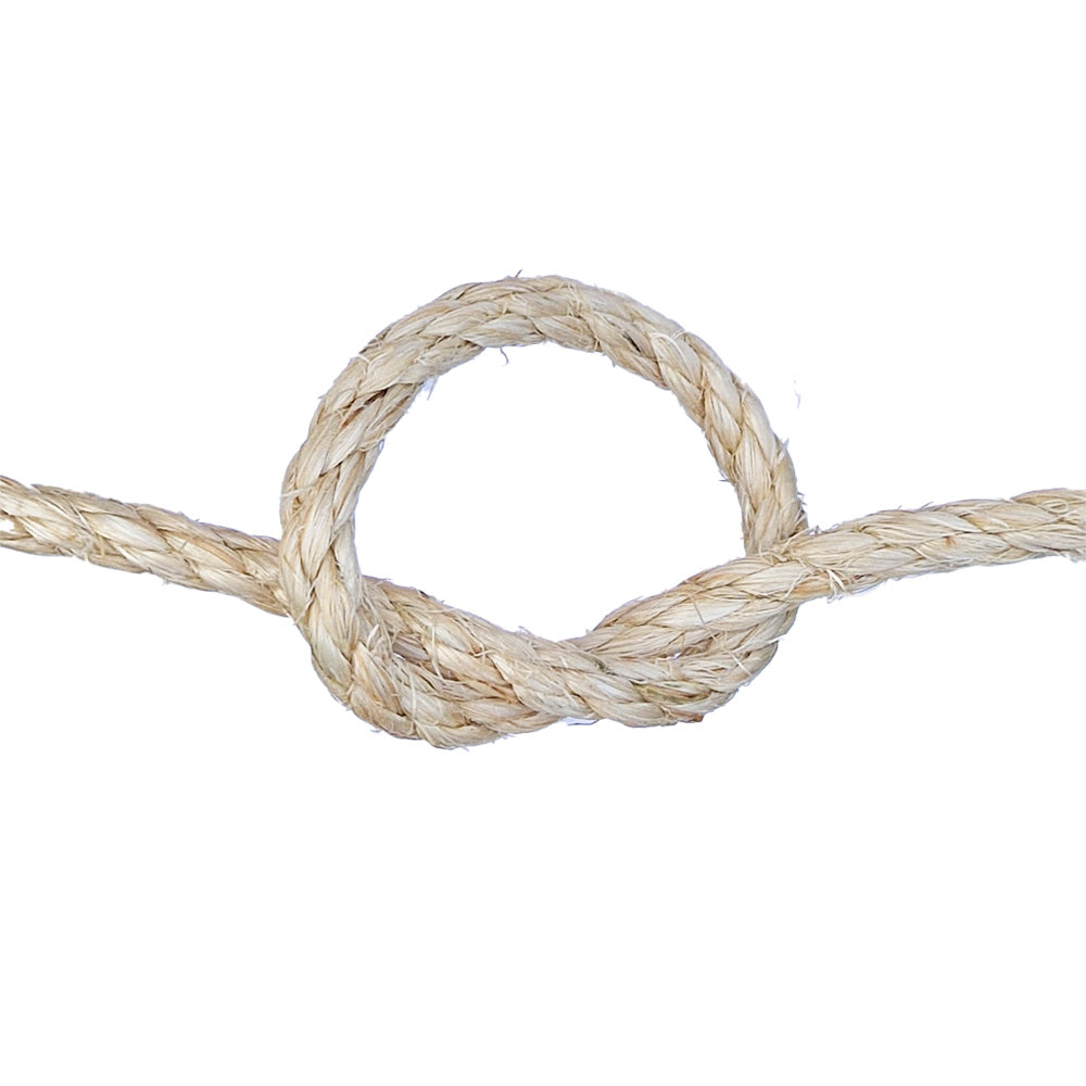 Sisal rope with a knot on a white background