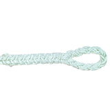 Close-up of an eye splice in 8-strand white nylon rope