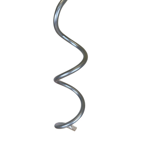 Steel Spiral Ground Anchor Screw for securing Children's Activity Frames or Christmas Trees to the ground. Also for temporary boat mooring and dog tethering where light weight screws are not strong enough on a white background.