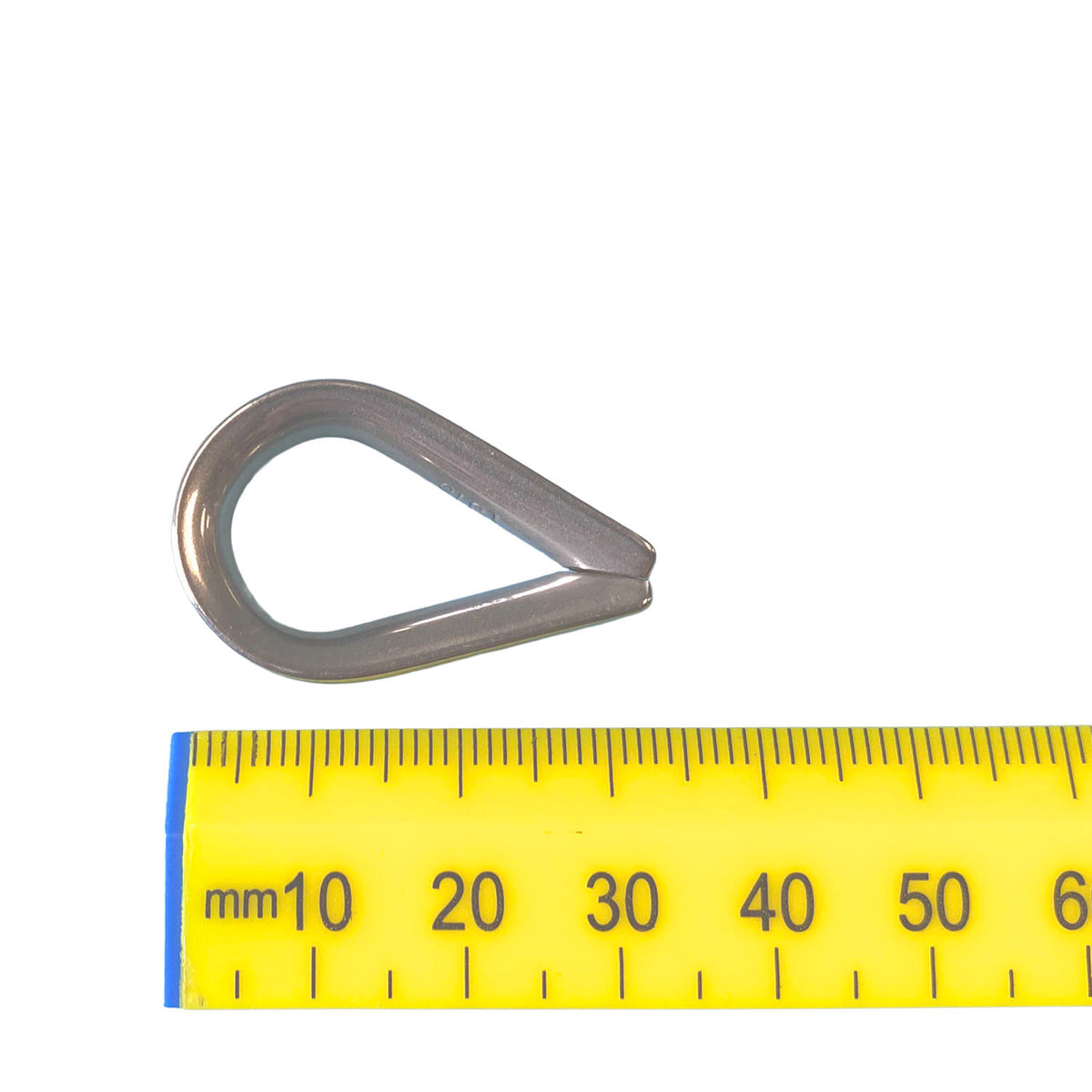 A 5mm stainless steel rope thimble on a white background.
