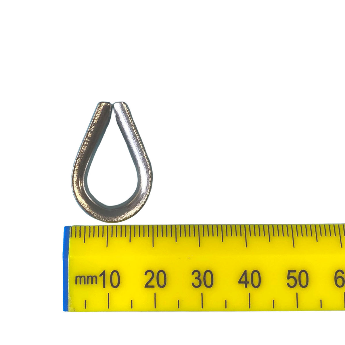 A 4mm stainless steel rope thimble on a white background.