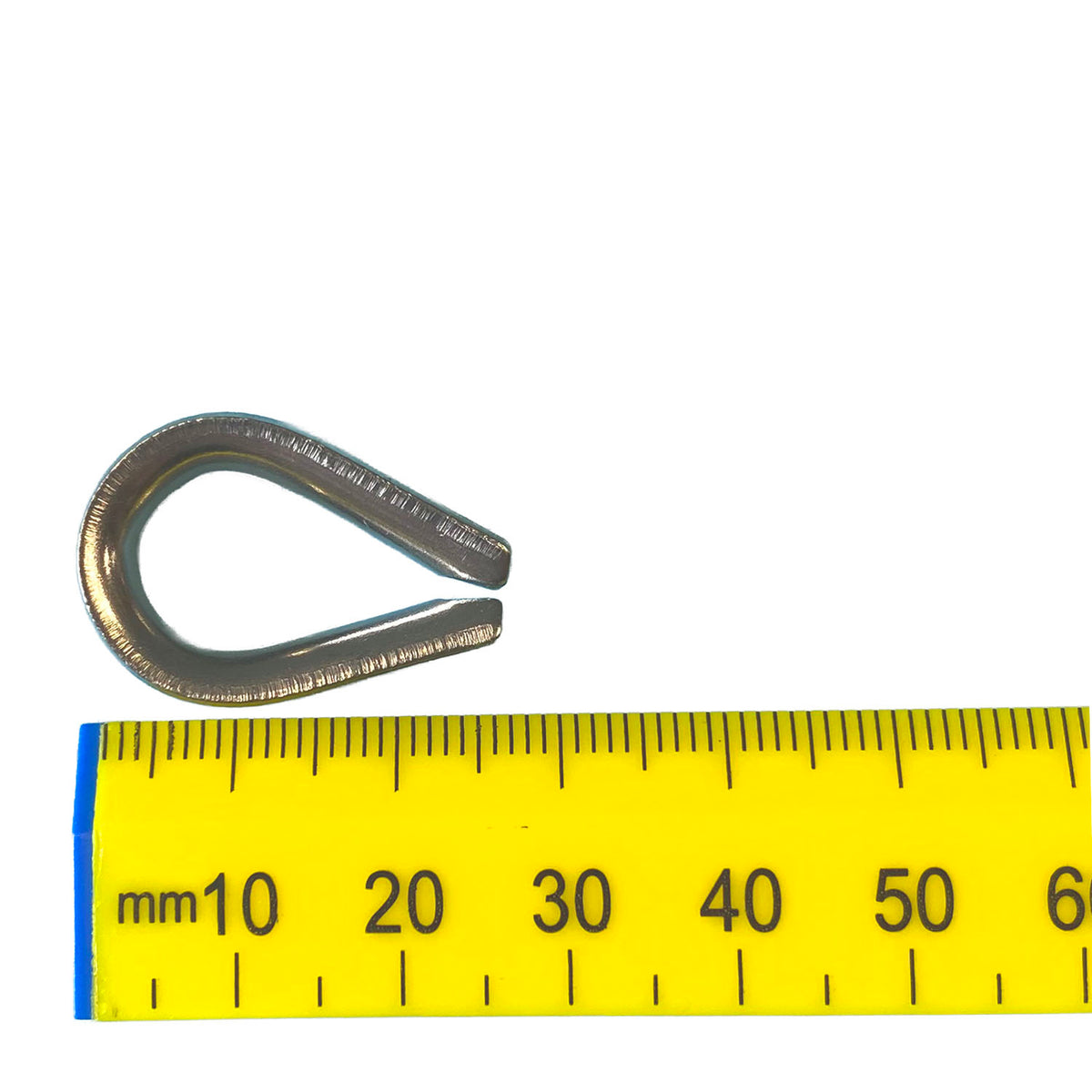 A 4mm stainless steel rope thimble on a white background.