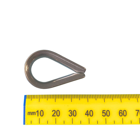 A 6mm stainless steel rope thimble on a white background.
