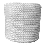 White rope in a coil on a white background
