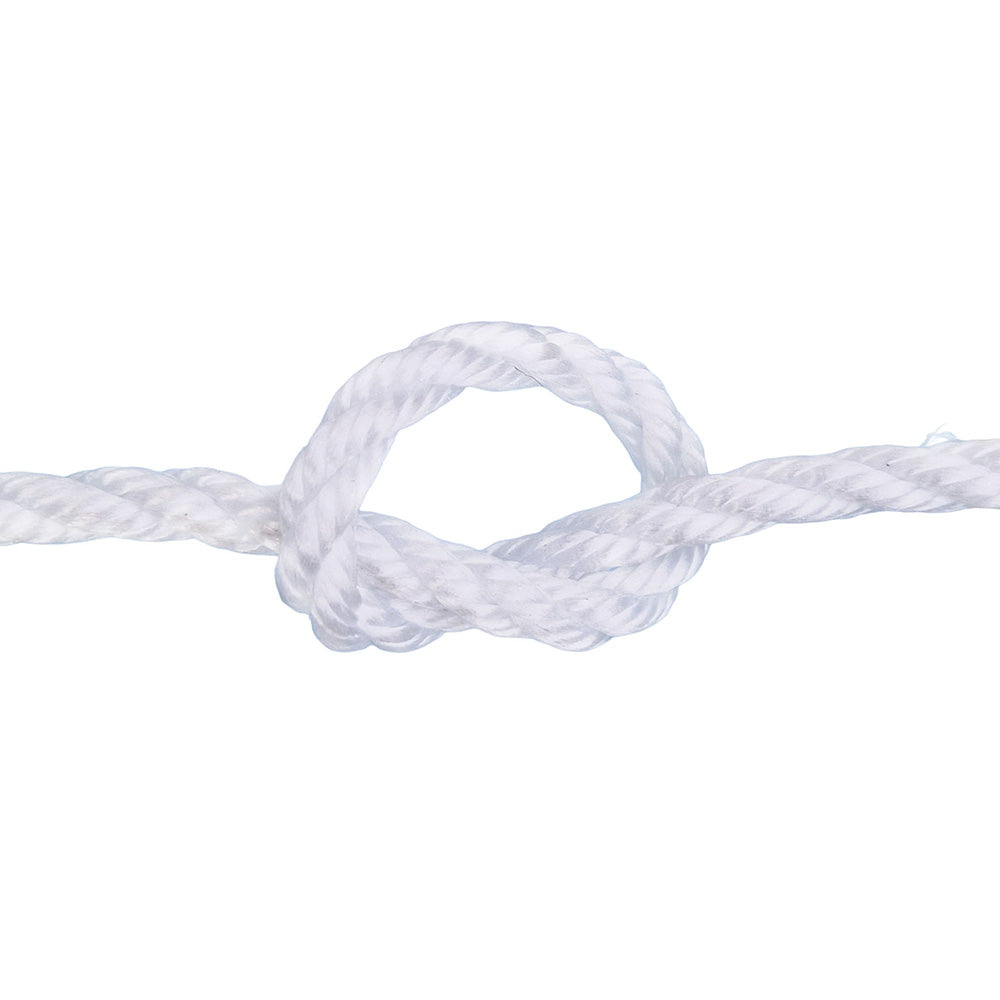 White rope with a knot on a white background