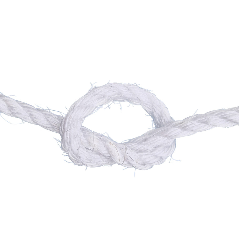 White rope with a knot on a white background