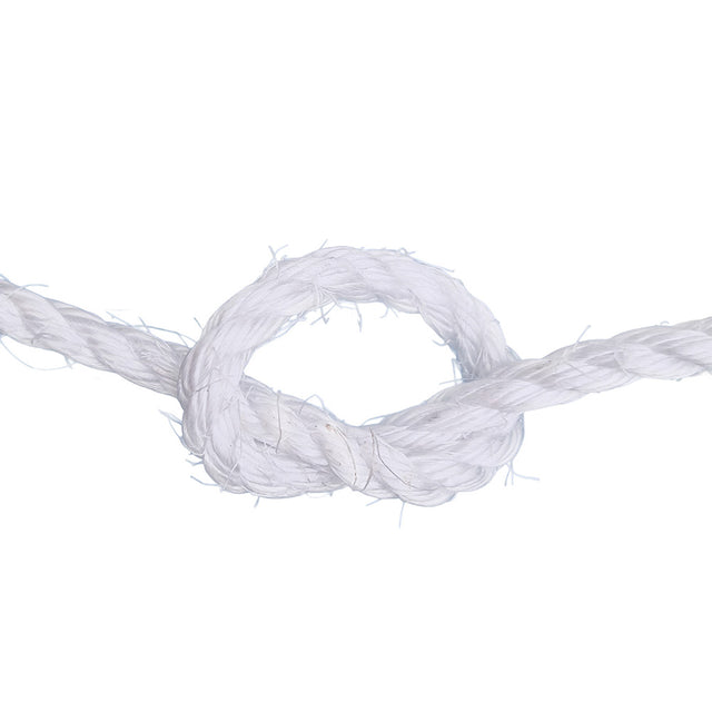 White rope with a knot on a white background