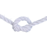 White rope tied in a knot on a white background