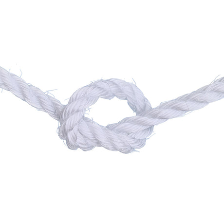 White rope tied in a knot on a white background