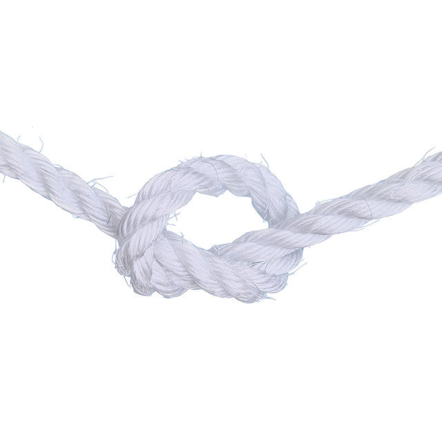 White rope tied in a knot on a white background