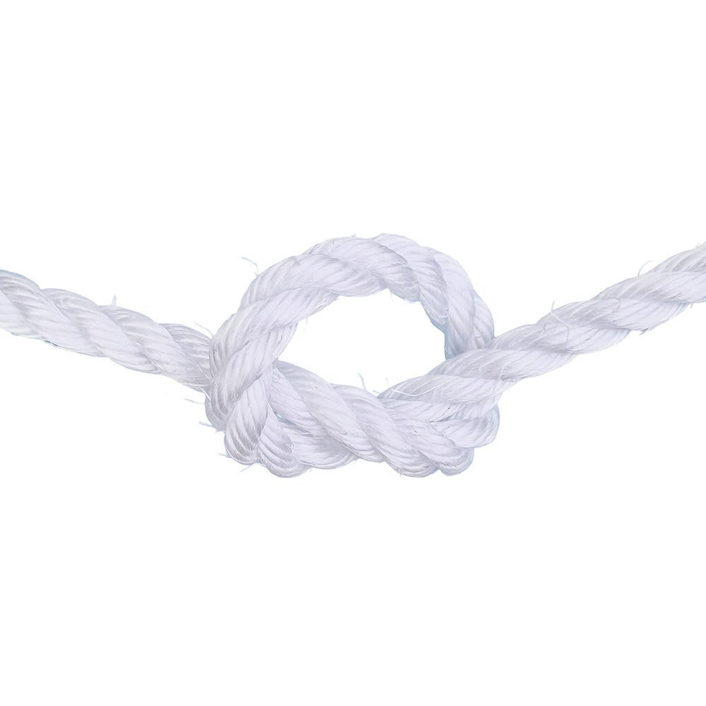 White rope with a knot on a white background