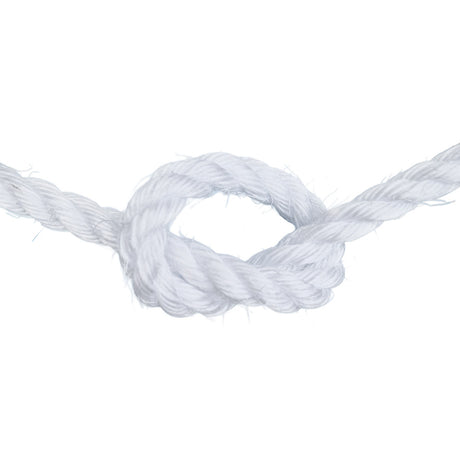 White rope with a knot on a white background