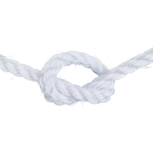White rope with a knot on a white background