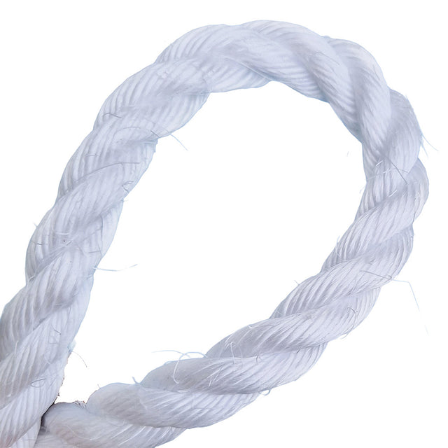 Loop of white rope on a white background