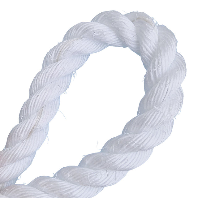 Loop of white rope on a white background
