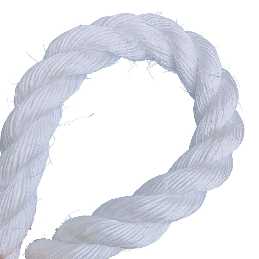 Loop of white rope on a white background