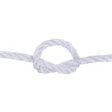 Close-up of a knotted white rope on a white background