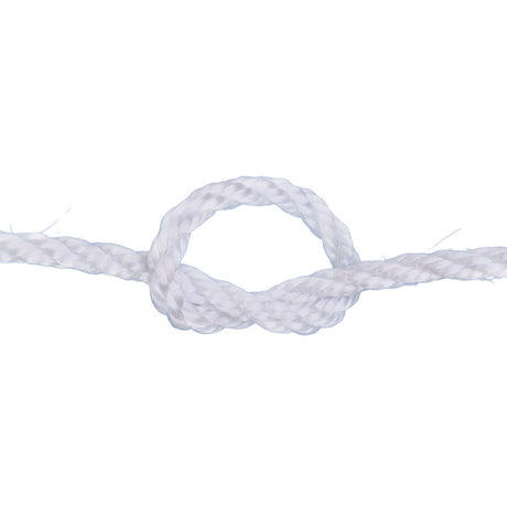 Close-up of a knotted white rope on a white background