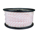 Spool of 3mm white starter cord with red markers on a white background