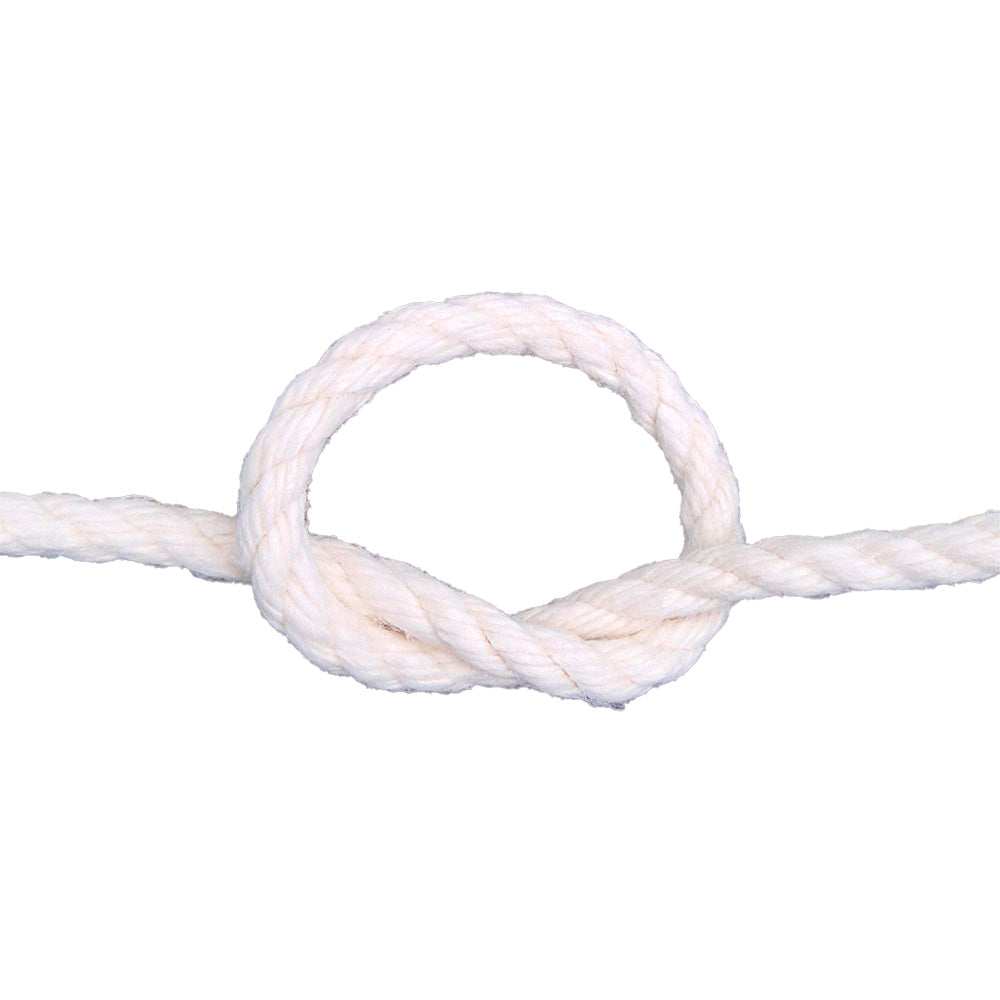 White rope with a knot on a white background