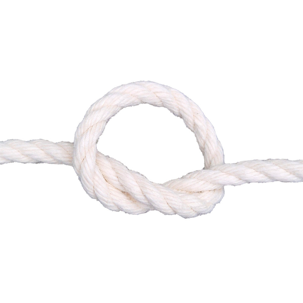 Close-up of a white rope with a knot on a white background