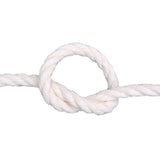Close-up of a white rope with a knot on a white background