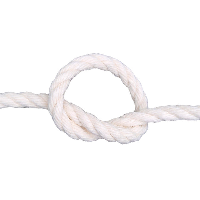 Close-up of a white rope with a knot on a white background