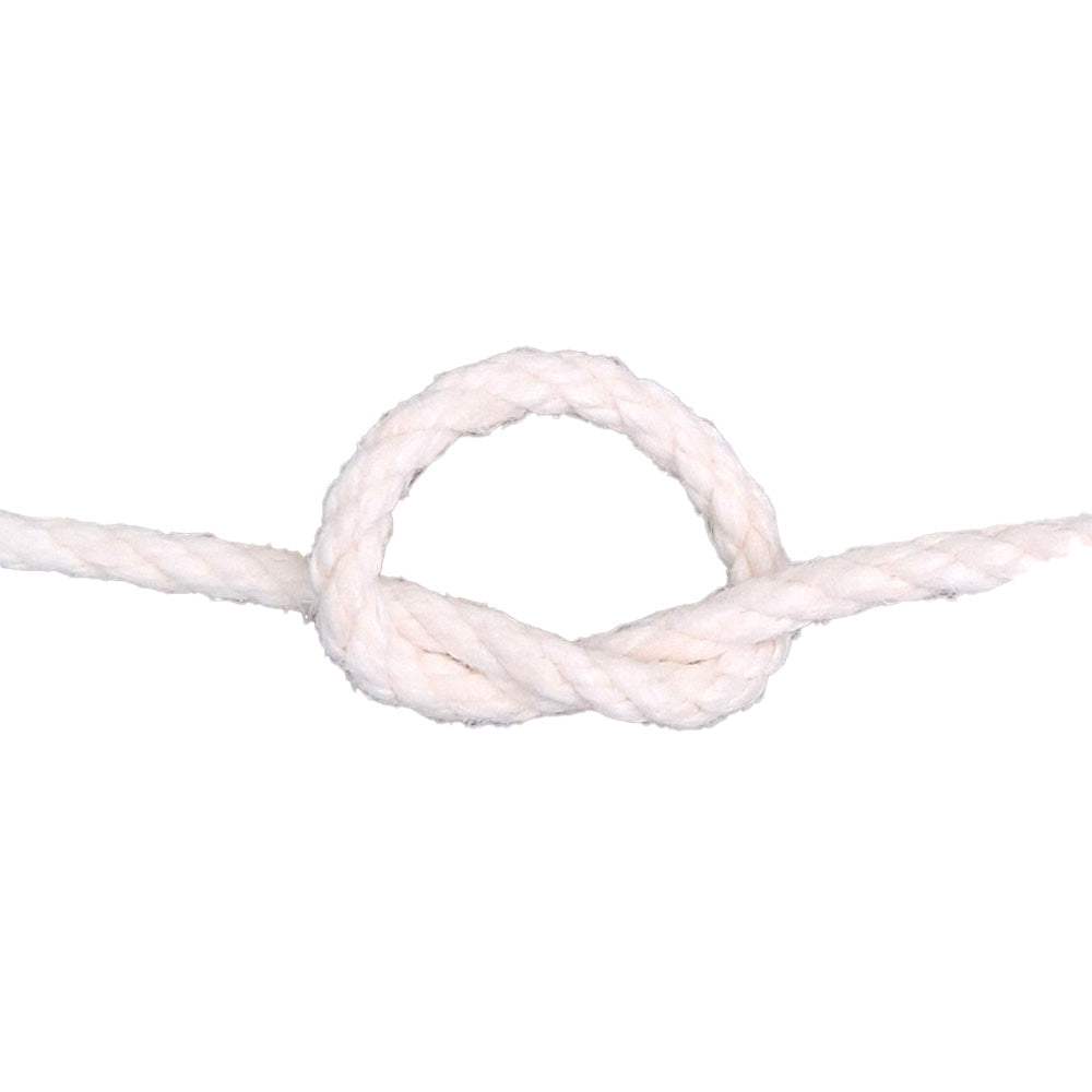 White rope with a knot on a white background