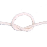 Close-up of a white rope with a knot on a white background