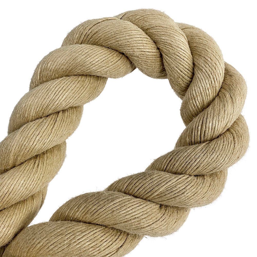 Close-up of synthetic hemp rope on a white background